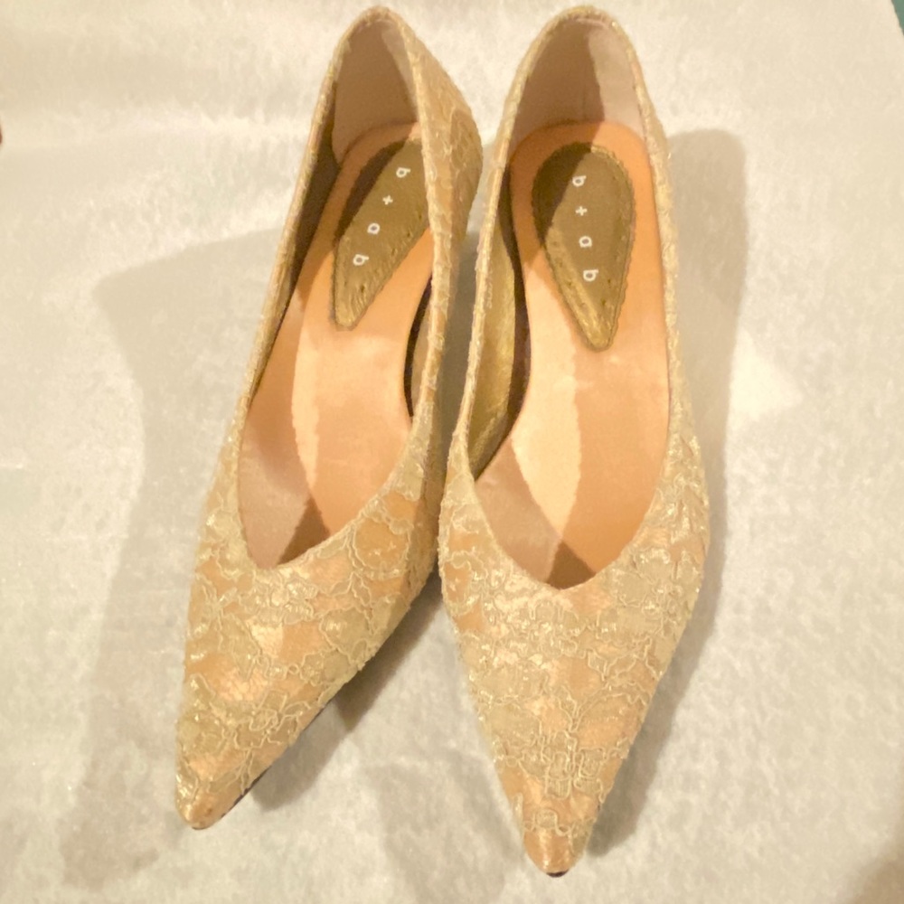Lace Satin wooden low-heels